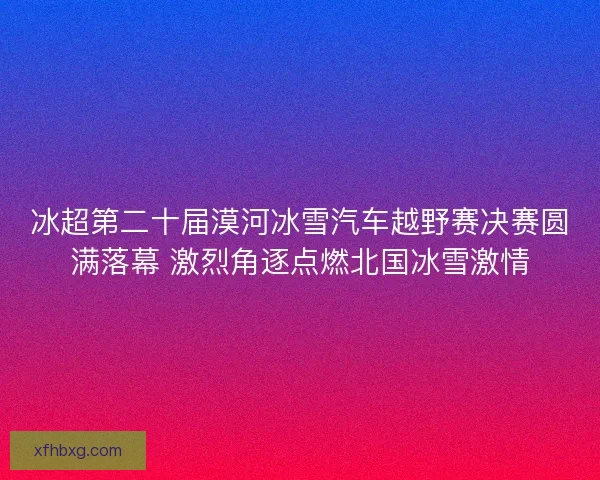 冰超第二十届漠河冰雪汽车越野赛决赛圆满落幕 激烈角逐点燃北国冰雪激情