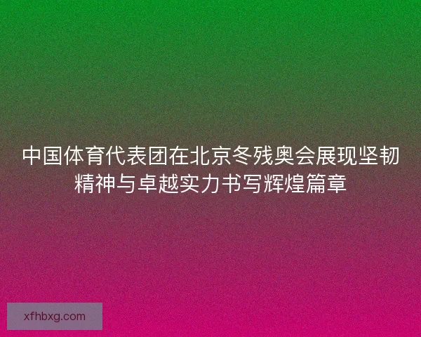 中国体育代表团在北京冬残奥会展现坚韧精神与卓越实力书写辉煌篇章