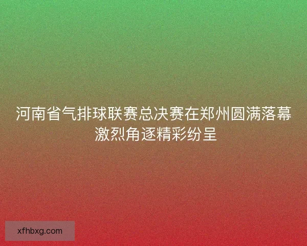 河南省气排球联赛总决赛在郑州圆满落幕 激烈角逐精彩纷呈