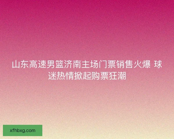 山东高速男篮济南主场门票销售火爆 球迷热情掀起购票狂潮